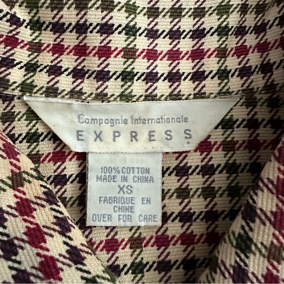 Campagnie Internationale Express Womens Size XS Shepherd Check Plaid Button Up - Picture 10 of 12